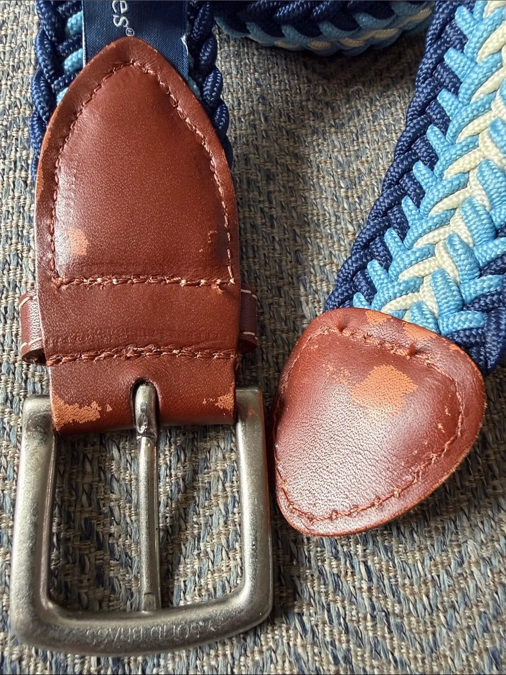 Vineyard Vines Men’s Blue/Light Braided Stretch Leather Belt Size: 30